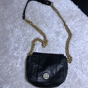 Tory Burch McLane Mini Messenger Bag Black Pebbled Leather Crossbody Bag
